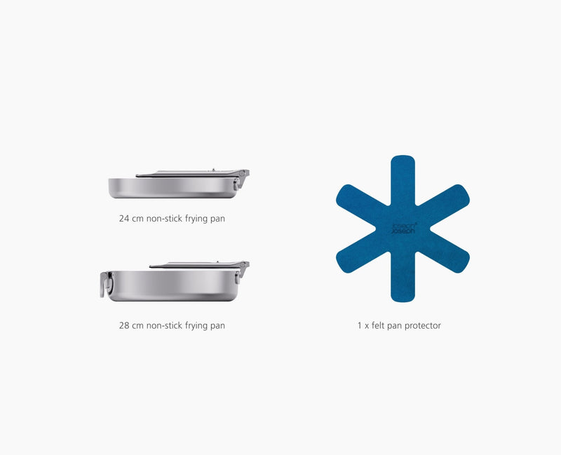 Space Steel Duo™ – Kit de Frigideiras Premium com Cabos Dobráveis